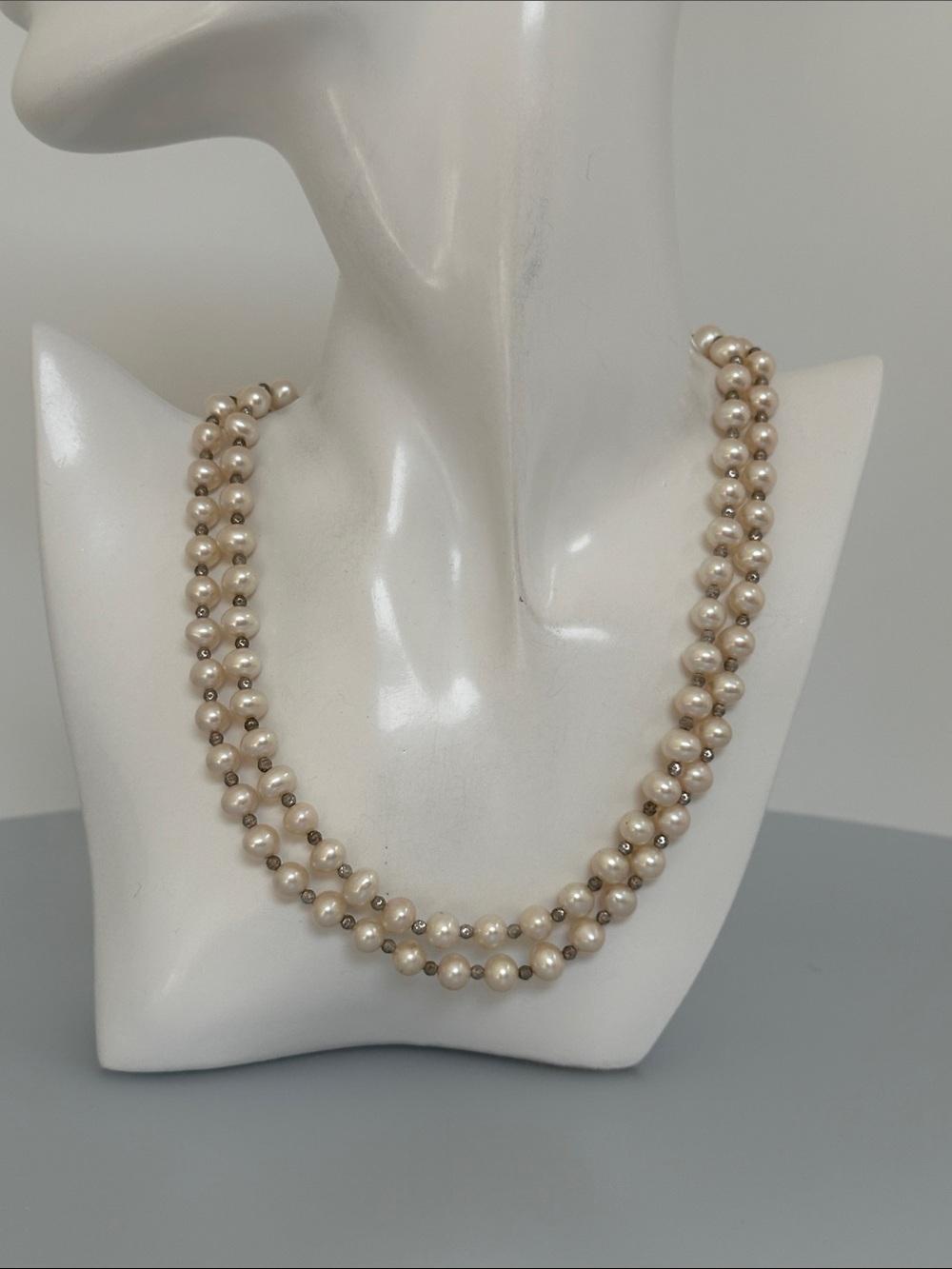 Pearls real Double 925 sterling silver Necklace
